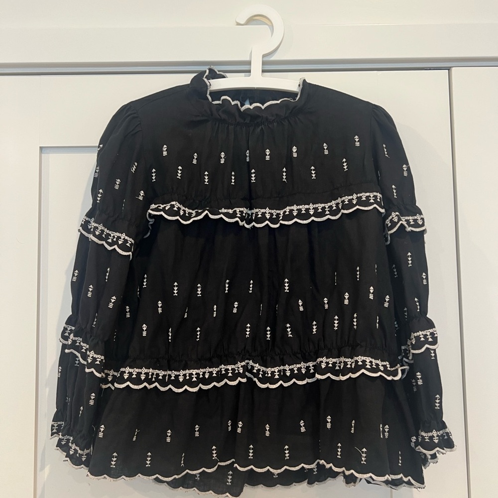 Isabel Marant Black Blouse with White Trim
